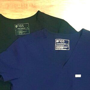 Figs Catarina Scrub Top Bundle One Pocket Medium Purple & Black Like New